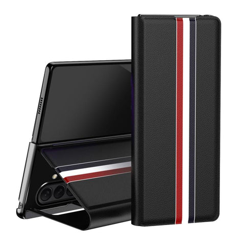 Litchi Texture PU Back Phone Case with Holder, For Galaxy Z Fold8 Ultra 5G, For Galaxy Z Fold7 5G, For Galaxy Z Fold6 5G