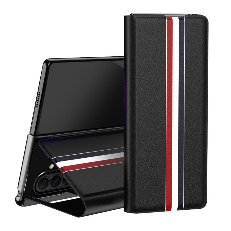 Litchi Texture PU Back Phone Case with Holder, For Galaxy Z Fold8 Ultra 5G, For Galaxy Z Fold7 5G, For Galaxy Z Fold6 5G