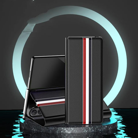 Litchi Texture PU Back Phone Case with Holder, For Galaxy Z Fold8 Ultra 5G, For Galaxy Z Fold7 5G, For Galaxy Z Fold6 5G