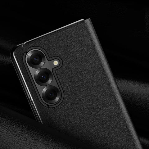 Litchi Texture PU Back Phone Case with Holder, For Galaxy Z Fold8 Ultra 5G, For Galaxy Z Fold7 5G, For Galaxy Z Fold6 5G