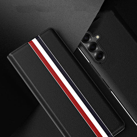 Litchi Texture PU Back Phone Case with Holder, For Galaxy Z Fold8 Ultra 5G, For Galaxy Z Fold7 5G, For Galaxy Z Fold6 5G