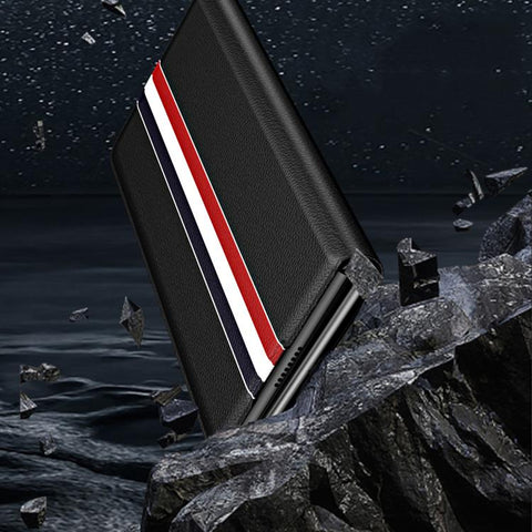 Litchi Texture PU Back Phone Case with Holder, For Galaxy Z Fold8 Ultra 5G, For Galaxy Z Fold7 5G, For Galaxy Z Fold6 5G