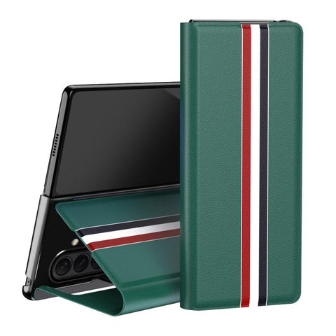 Litchi Texture PU Back Phone Case with Holder, For Galaxy Z Fold8 Ultra 5G, For Galaxy Z Fold7 5G, For Galaxy Z Fold6 5G