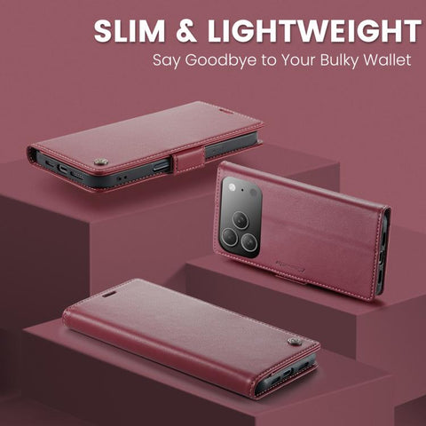 CaseMe 023 Butterfly Buckle Litchi Texture RFID Anti-theft Leather Phone Case, For iPhone 18 Pro Max / 17 Pro Max, For iPhone 17e / 16e