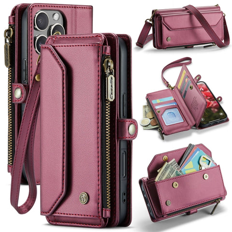 CaseMe C36 Card Slots Zipper Wallet RFID Anti-theft Leather Phone Case, For iPhone Duo, For iPhone 17, For iPhone Air, For iPhone 16 Pro Max, For iPhone 16 Pro, For iPhone 16 Plus, For iPhone 16, For iPhone 18 Pro / 17 Pro                              ...