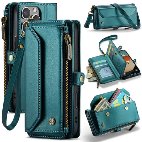 CaseMe C36 Card Slots Zipper Wallet RFID Anti-theft Leather Phone Case, For iPhone Duo, For iPhone 17, For iPhone Air, For iPhone 16 Pro Max, For iPhone 16 Pro, For iPhone 16 Plus, For iPhone 16, For iPhone 18 Pro / 17 Pro                              ...