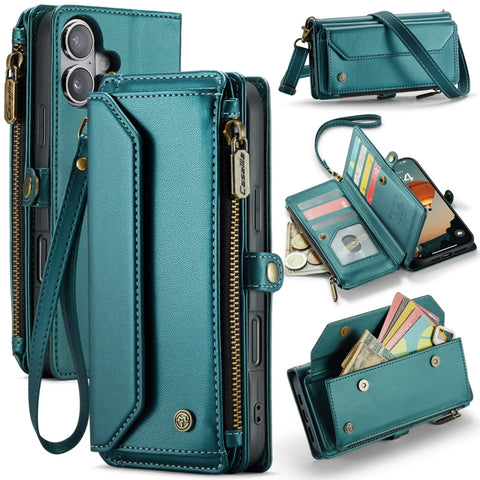CaseMe C36 Card Slots Zipper Wallet RFID Anti-theft Leather Phone Case, For iPhone Duo, For iPhone 17, For iPhone Air, For iPhone 16 Pro Max, For iPhone 16 Pro, For iPhone 16 Plus, For iPhone 16, For iPhone 18 Pro / 17 Pro                              ...