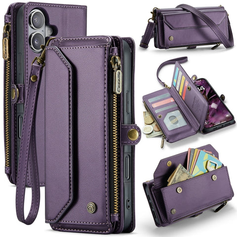 CaseMe C36 Card Slots Zipper Wallet RFID Anti-theft Leather Phone Case, For iPhone Duo, For iPhone 17, For iPhone Air, For iPhone 16 Pro Max, For iPhone 16 Pro, For iPhone 16 Plus, For iPhone 16, For iPhone 18 Pro / 17 Pro                              ...