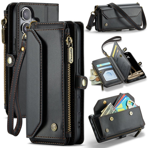 CaseMe C36 Card Slots Zipper Wallet RFID Anti-theft Leather Phone Case, For iPhone Duo, For iPhone 17, For iPhone Air, For iPhone 16 Pro Max, For iPhone 16 Pro, For iPhone 16 Plus, For iPhone 16, For iPhone 18 Pro / 17 Pro                              ...
