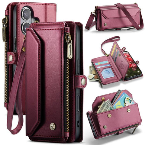 CaseMe C36 Card Slots Zipper Wallet RFID Anti-theft Leather Phone Case, For iPhone Duo, For iPhone 17, For iPhone Air, For iPhone 16 Pro Max, For iPhone 16 Pro, For iPhone 16 Plus, For iPhone 16, For iPhone 18 Pro / 17 Pro                              ...