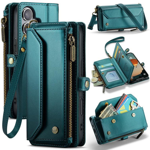 CaseMe C36 Card Slots Zipper Wallet RFID Anti-theft Leather Phone Case, For iPhone Duo, For iPhone 17, For iPhone Air, For iPhone 16 Pro Max, For iPhone 16 Pro, For iPhone 16 Plus, For iPhone 16, For iPhone 18 Pro / 17 Pro                              ...