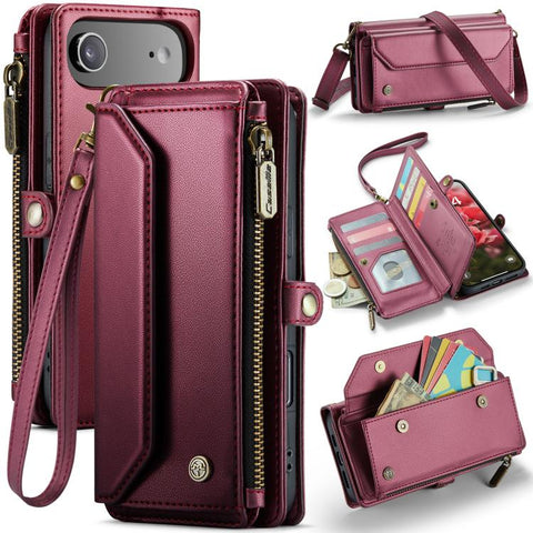CaseMe C36 Card Slots Zipper Wallet RFID Anti-theft Leather Phone Case, For iPhone Duo, For iPhone 17, For iPhone Air, For iPhone 16 Pro Max, For iPhone 16 Pro, For iPhone 16 Plus, For iPhone 16, For iPhone 18 Pro / 17 Pro                              ...