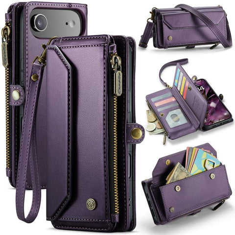 CaseMe C36 Card Slots Zipper Wallet RFID Anti-theft Leather Phone Case, For iPhone Duo, For iPhone 17, For iPhone Air, For iPhone 16 Pro Max, For iPhone 16 Pro, For iPhone 16 Plus, For iPhone 16, For iPhone 18 Pro / 17 Pro                              ...