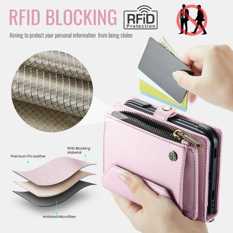 CaseMe C36 Card Slots Zipper Wallet RFID Anti-theft Leather Phone Case, For iPhone Duo, For iPhone 17, For iPhone Air, For iPhone 16 Pro Max, For iPhone 16 Pro, For iPhone 16 Plus, For iPhone 16, For iPhone 18 Pro / 17 Pro                              ...