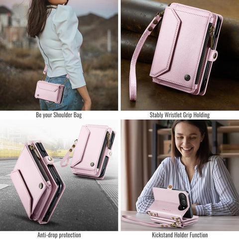 CaseMe C36 Card Slots Zipper Wallet RFID Anti-theft Leather Phone Case, For iPhone Duo, For iPhone 17, For iPhone Air, For iPhone 16 Pro Max, For iPhone 16 Pro, For iPhone 16 Plus, For iPhone 16, For iPhone 18 Pro / 17 Pro                              ...
