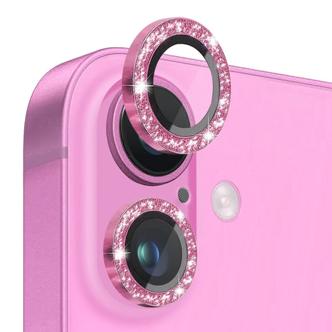 NORTHJO Glitter Camera Lens Protector Tempered Glass Metal Ring Film, For iPhone 16 / 16 Plus