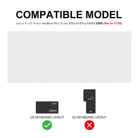 ENKAY US Version Soft TPU Keyboard Protector Film, For MacBook Neo 13 inch 2026 (A18 Pro) A3404 256G, For MacBook Pro 14.2 / 16.2 / Air 13.6 / 15.3