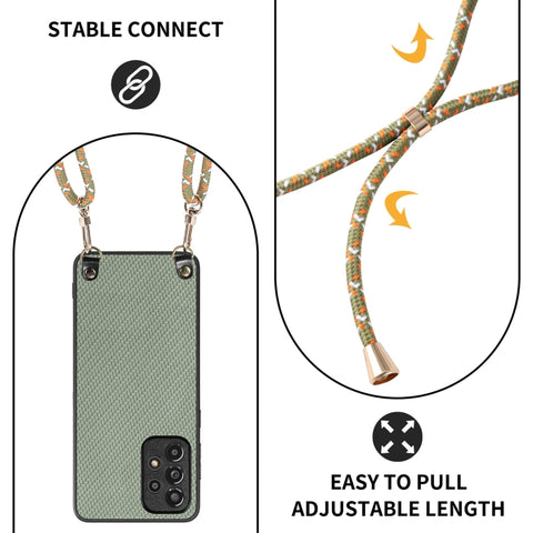 Carbon Fiber Texture Leather Back Cover Phone Case with Crossbody Strap, For Samsung Galaxy A30 / A20