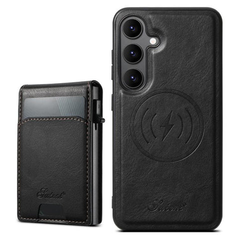 Suteni H19 Oil Wax 2-in-1 MagSafe Removable Card Box Back Phone Case, For Samsung Galaxy S26+ 5G, For Samsung Galaxy S26 Ultra 5G, For Samsung Galaxy S25 5G, For Samsung Galaxy S25+ 5G, For Samsung Galaxy S25 Ultra 5G, For Samsung Galaxy S24 Ultra 5G  ...