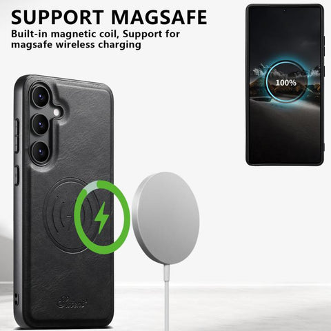 Suteni H19 Oil Wax 2-in-1 MagSafe Removable Card Box Back Phone Case, For Samsung Galaxy S26+ 5G, For Samsung Galaxy S26 Ultra 5G, For Samsung Galaxy S25 5G, For Samsung Galaxy S25+ 5G, For Samsung Galaxy S25 Ultra 5G, For Samsung Galaxy S24 Ultra 5G  ...