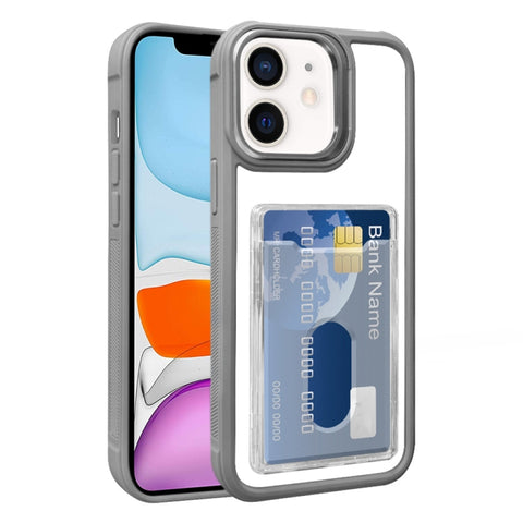 Electroplated Card Bag Acrylic Hybrid TPU Phone Case, For iPhone 12, For iPhone 12 Pro Max, For iPhone 12 Pro, For iPhone 11 Pro Max, For iPhone 11