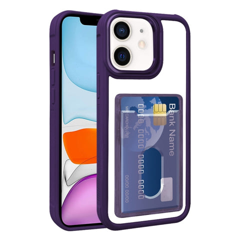 Electroplated Card Bag Acrylic Hybrid TPU Phone Case, For iPhone 12, For iPhone 12 Pro Max, For iPhone 12 Pro, For iPhone 11 Pro Max, For iPhone 11
