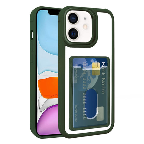 Electroplated Card Bag Acrylic Hybrid TPU Phone Case, For iPhone 12, For iPhone 12 Pro Max, For iPhone 12 Pro, For iPhone 11 Pro Max, For iPhone 11