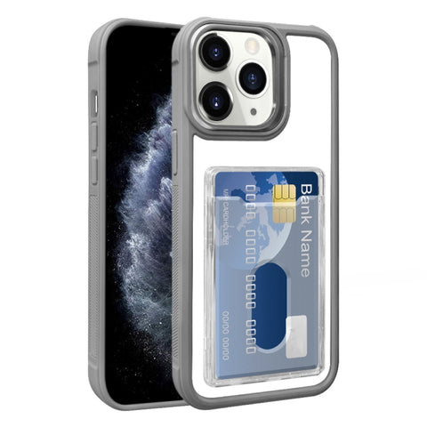 Electroplated Card Bag Acrylic Hybrid TPU Phone Case, For iPhone 12, For iPhone 12 Pro Max, For iPhone 12 Pro, For iPhone 11 Pro Max, For iPhone 11