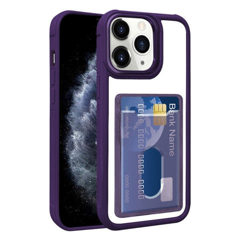 Electroplated Card Bag Acrylic Hybrid TPU Phone Case, For iPhone 12, For iPhone 12 Pro Max, For iPhone 12 Pro, For iPhone 11 Pro Max, For iPhone 11