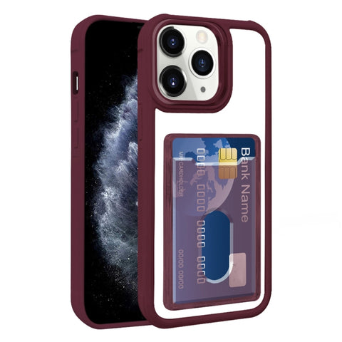 Electroplated Card Bag Acrylic Hybrid TPU Phone Case, For iPhone 12, For iPhone 12 Pro Max, For iPhone 12 Pro, For iPhone 11 Pro Max, For iPhone 11