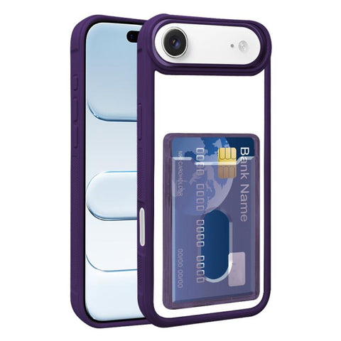 Electroplated Card Bag Acrylic Hybrid TPU Phone Case, For iPhone 18 Pro / 17 Pro, For iPhone 18 Pro Max, For iPhone 17 Pro Max, For iPhone 17, For iPhone 17 Air, For iPhone 16 Pro Max