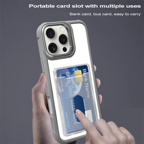 Electroplated Card Bag Acrylic Hybrid TPU Phone Case, For iPhone 18 Pro / 17 Pro, For iPhone 18 Pro Max, For iPhone 17 Pro Max, For iPhone 17, For iPhone 17 Air, For iPhone 16 Pro Max
