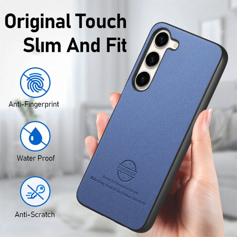 Twill Fabric Leather Skin Back Phone Case, For Samsung Galaxy S24+ 5G, For Samsung Galaxy S24 5G, For Samsung Galaxy A05, For Samsung Galaxy A05s, For Samsung Galaxy A25 5G, For Samsung Galaxy S23 FE 5G