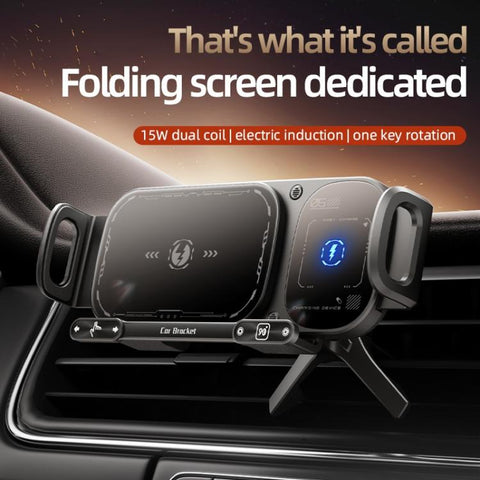 SD01 Car Air Vent Mount Dual Coil Rotating Phone Stand 15W Wireless Charger Phone Holder, SD01 Grey, SD01 Black