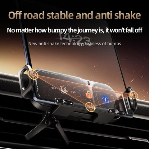 SD01 Car Air Vent Mount Dual Coil Rotating Phone Stand 15W Wireless Charger Phone Holder, SD01 Grey, SD01 Black