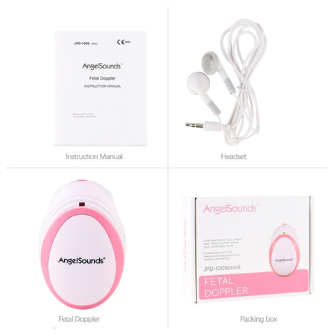 JPD-100S Mini Household Fetal Doppler Prenatal Pocket Baby Ultrasound Detector Angel Sound Heartbeat Pregnant Doppler Monitor, JPD-100S (Pink), JPD-100S (Green)