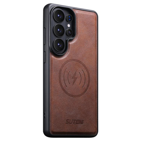Suteni G5 Cowhide Leather Magnetic Phone Case, For Samsung Galaxy S26 Ultra 5G, For Samsung Galaxy S25 Ultra 5G, For Samsung Galaxy S24 Ultra 5G, For Samsung Galaxy S23 Ultra 5G, For Samsung Galaxy S22 Ultra 5G