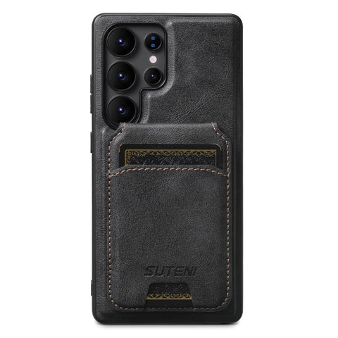 Suteni M5 Magnetic Card Bag MagSafe Cowhide Texture Leather Phone Case, For Samsung Galaxy S26 Ultra 5G, For Samsung Galaxy S25 Ultra 5G, For Samsung Galaxy S24 Ultra 5G, For Samsung Galaxy S23 Ultra 5G, For Samsung Galaxy S22 Ultra 5G