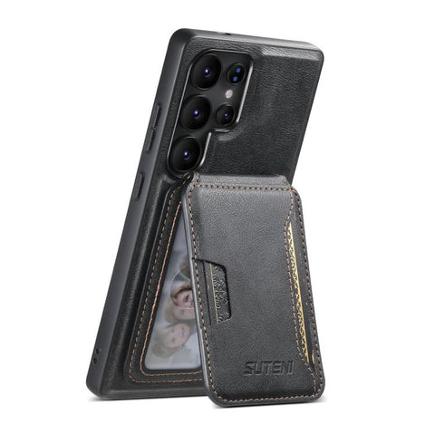 Suteni M3 Card Bag MagSafe Cowhide Texture Leather Phone Case, For Samsung Galaxy S26 Ultra 5G, For Samsung Galaxy S25 Ultra 5G, For Samsung Galaxy S24 Ultra 5G, For Samsung Galaxy S23 Ultra 5G, For Samsung Galaxy S22 Ultra 5G