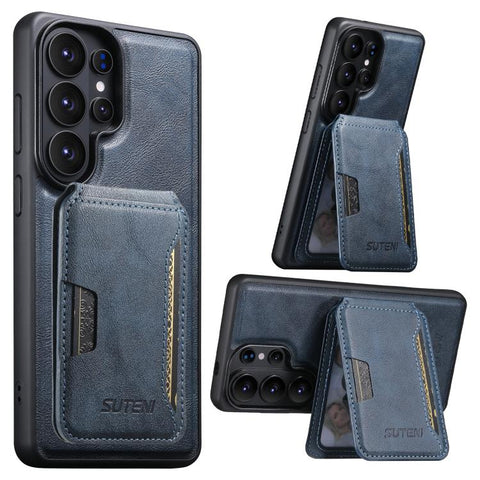 Suteni M3 Card Bag MagSafe Cowhide Texture Leather Phone Case, For Samsung Galaxy S26 Ultra 5G, For Samsung Galaxy S25 Ultra 5G, For Samsung Galaxy S24 Ultra 5G, For Samsung Galaxy S23 Ultra 5G, For Samsung Galaxy S22 Ultra 5G