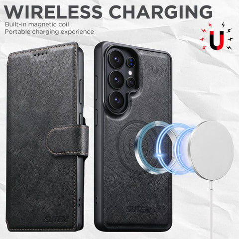 Suteni Q05 2-in-1 Multi-function Detachable Wallet MagSafe Phone Case, For Samsung Galaxy S26 Ultra 5G, For Samsung Galaxy S25 Ultra 5G, For Samsung Galaxy S24 Ultra 5G, For Samsung Galaxy S23 Ultra 5G, For Samsung Galaxy S22 Ultra 5G