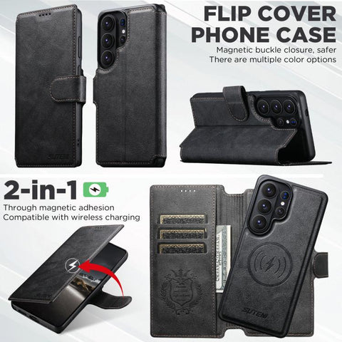 Suteni Q05 2-in-1 Multi-function Detachable Wallet MagSafe Phone Case, For Samsung Galaxy S26 Ultra 5G, For Samsung Galaxy S25 Ultra 5G, For Samsung Galaxy S24 Ultra 5G, For Samsung Galaxy S23 Ultra 5G, For Samsung Galaxy S22 Ultra 5G