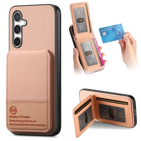 Twill Fabric Leather Vertical Flip RFID Card Bag Phone Case, For Samsung Galaxy A57 5G, For Samsung Galaxy A37 5G, For Samsung Galaxy A56 5G, For Samsung Galaxy A26, For Samsung Galaxy A36, For Samsung Galaxy S25+ 5G