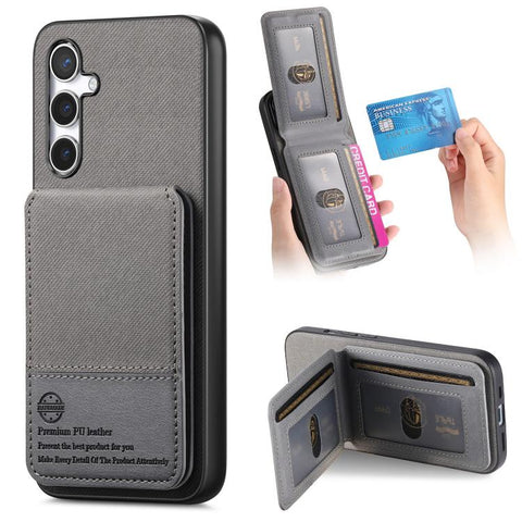 Twill Fabric Leather Vertical Flip RFID Card Bag Phone Case, For Samsung Galaxy A57 5G, For Samsung Galaxy A37 5G, For Samsung Galaxy A56 5G, For Samsung Galaxy A26, For Samsung Galaxy A36, For Samsung Galaxy S25+ 5G