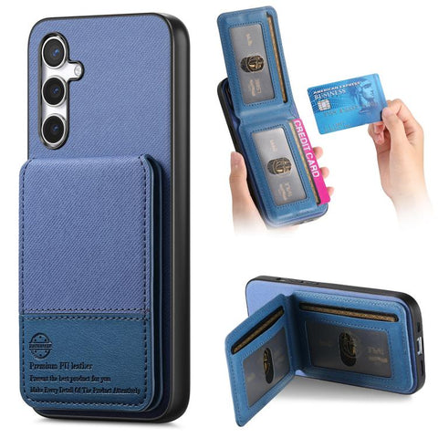 Twill Fabric Leather Vertical Flip RFID Card Bag Phone Case, For Samsung Galaxy A57 5G, For Samsung Galaxy A37 5G, For Samsung Galaxy A56 5G, For Samsung Galaxy A26, For Samsung Galaxy A36, For Samsung Galaxy S25+ 5G