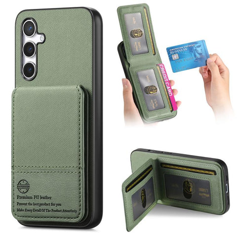 Twill Fabric Leather Vertical Flip RFID Card Bag Phone Case, For Samsung Galaxy A57 5G, For Samsung Galaxy A37 5G, For Samsung Galaxy A56 5G, For Samsung Galaxy A26, For Samsung Galaxy A36, For Samsung Galaxy S25+ 5G