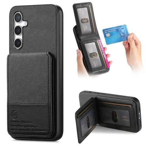 Twill Fabric Leather Vertical Flip RFID Card Bag Phone Case, For Samsung Galaxy A57 5G, For Samsung Galaxy A37 5G, For Samsung Galaxy A56 5G, For Samsung Galaxy A26, For Samsung Galaxy A36, For Samsung Galaxy S25+ 5G