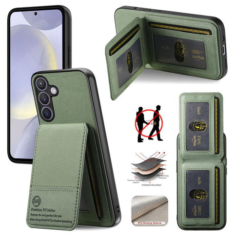 Twill Fabric Leather Vertical Flip RFID Card Bag Phone Case, For Samsung Galaxy A57 5G, For Samsung Galaxy A37 5G, For Samsung Galaxy A56 5G, For Samsung Galaxy A26, For Samsung Galaxy A36, For Samsung Galaxy S25+ 5G