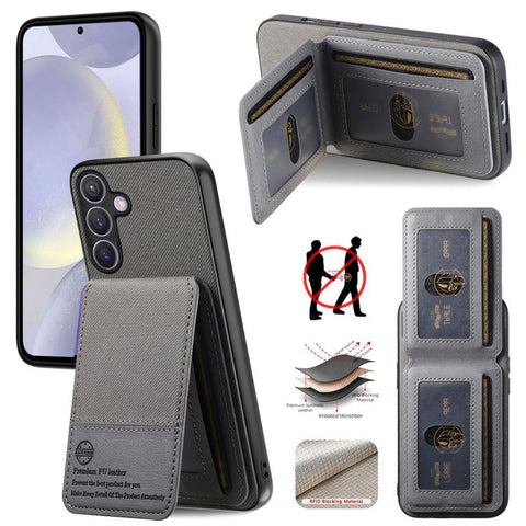 Twill Fabric Leather Vertical Flip RFID Card Bag Phone Case, For Samsung Galaxy A57 5G, For Samsung Galaxy A37 5G, For Samsung Galaxy A56 5G, For Samsung Galaxy A26, For Samsung Galaxy A36, For Samsung Galaxy S25+ 5G