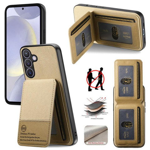 Twill Fabric Leather Vertical Flip RFID Card Bag Phone Case, For Samsung Galaxy A57 5G, For Samsung Galaxy A37 5G, For Samsung Galaxy A56 5G, For Samsung Galaxy A26, For Samsung Galaxy A36, For Samsung Galaxy S25+ 5G